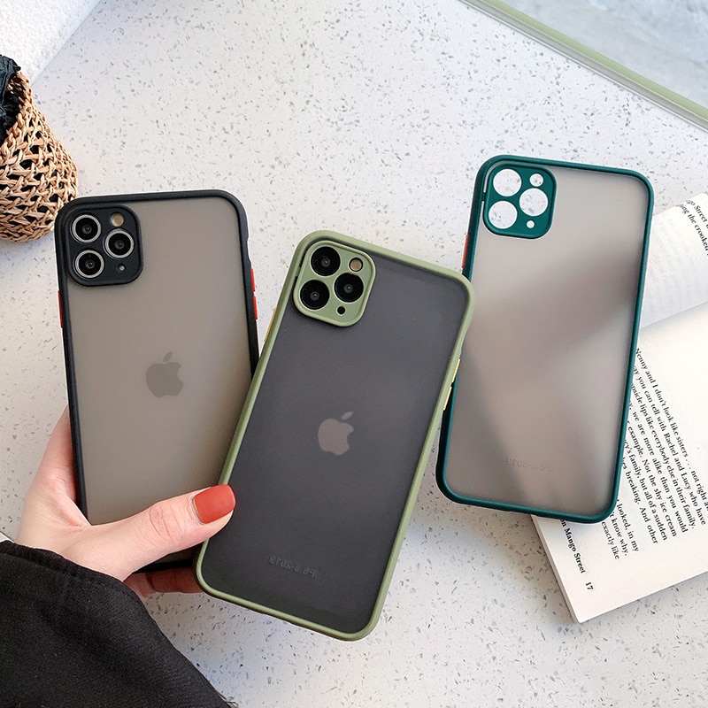 Case Pelindung Kamera Bumper Matte Translucent Shockproof Untuk Iphone 12 Mini 12 12pro 12promax 11 Pro Max Xr Xs Max X 8 7 6s Plus