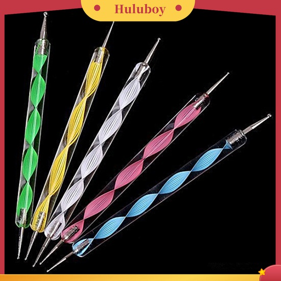 Huluboy Huluboy♡ 5 Pcs Alat Dotting Marbleizing Dua Sisi Untuk Nail Art Manicure