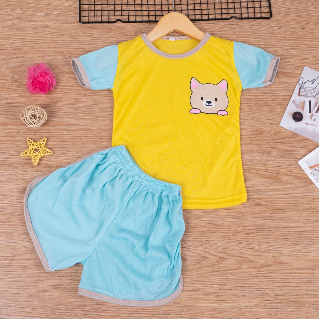 IL - Setelan Anak Kaos Anak Retro Set Tricolour | Setelan Anak Katun / Playset / Basic Tee Hotpants