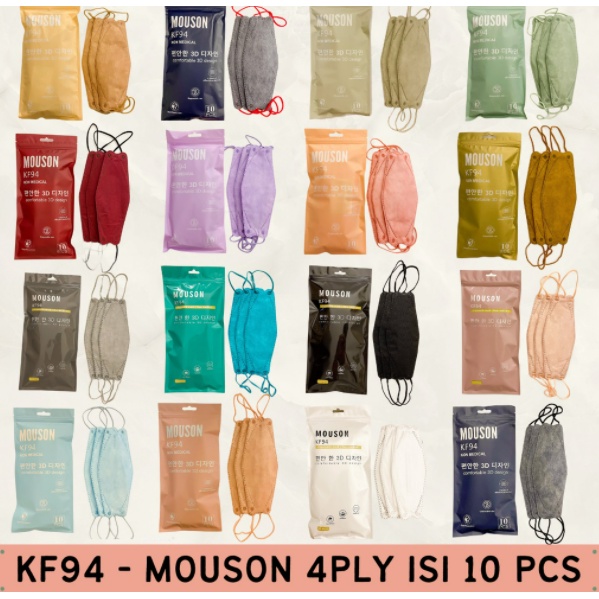 MASKER KF94 KOREA 4Ply MOUSON/CAREION/SHUMU ISI 10 PCS