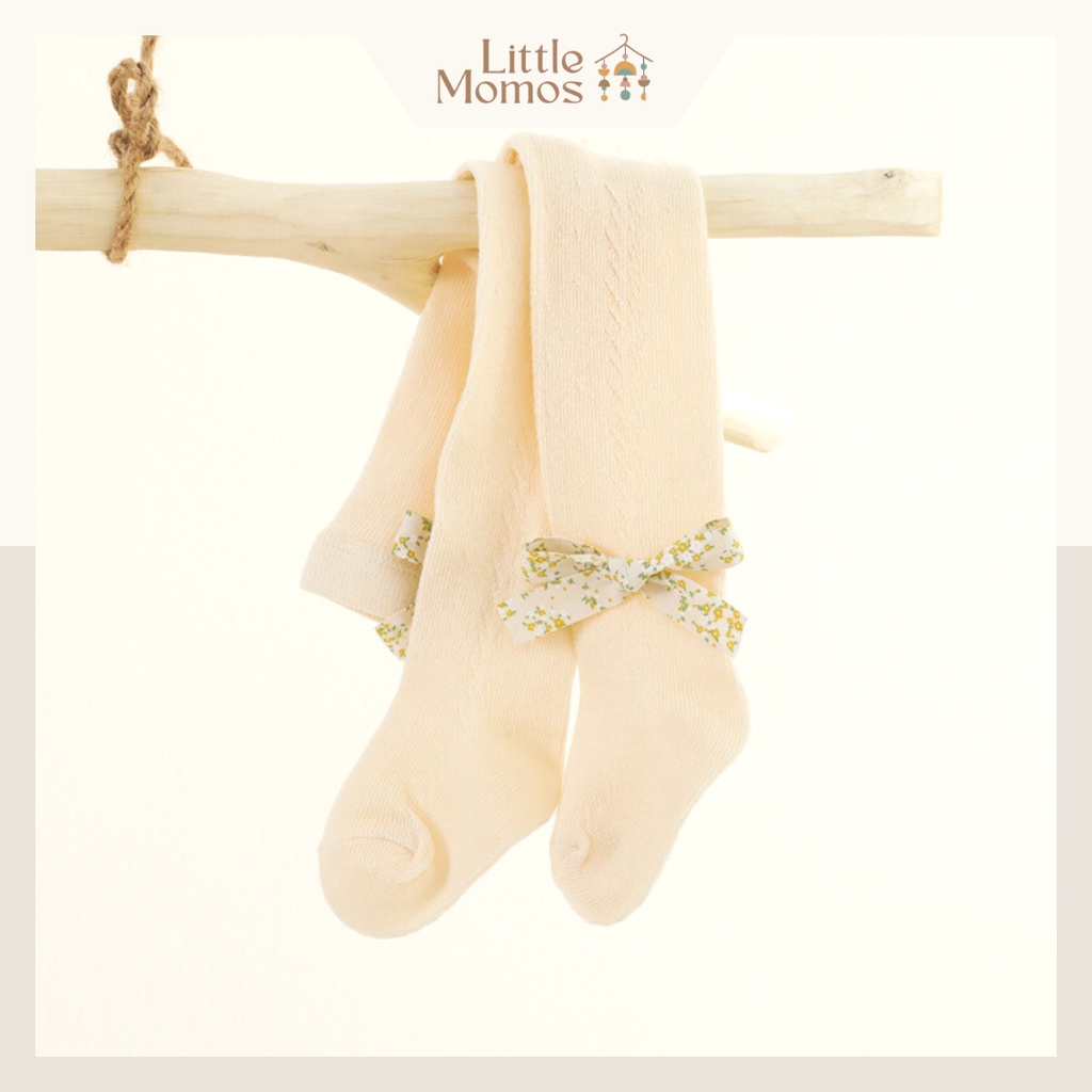 Little Momos Legging Bayi Premium Pita 0-1 Tahun / Stocking Bayi Ribbon Flower Motif / Celana Anak Bayi Perempuan