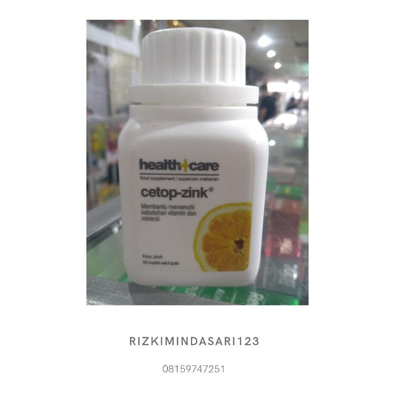 Health care cetop zink vitamin dan mineral rasa jeruk suplemen makanan isi 60 kaplet
