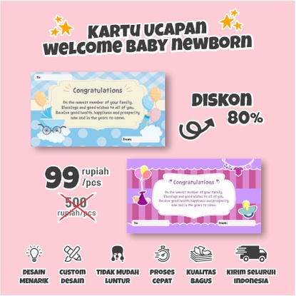 

ANL Paper Co Kartu Ucapan Welcome Baby Newborn Card Sticker Olshop Custom Kartu Online Shop