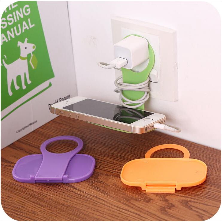 1Pcs Foldable Phone Wall Charger Holder Hanging  Rack Shelf Adapter Charging Adapter Stand hook