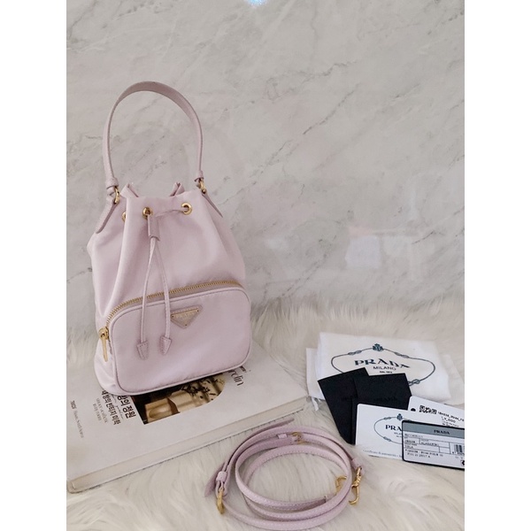 Preloved Prada Duet Re-Nylon Bucket Alabaster Pink 2022