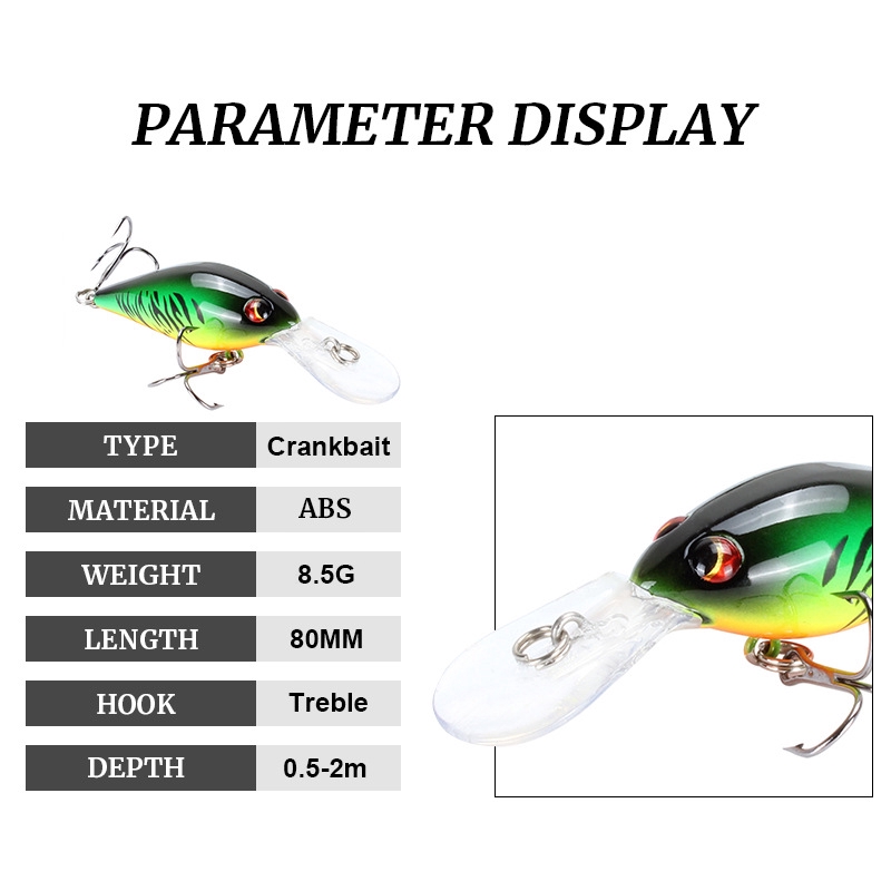 1 Pc Umpan Pancing Crankbait Klasik Ukuran 8cm 8.5g