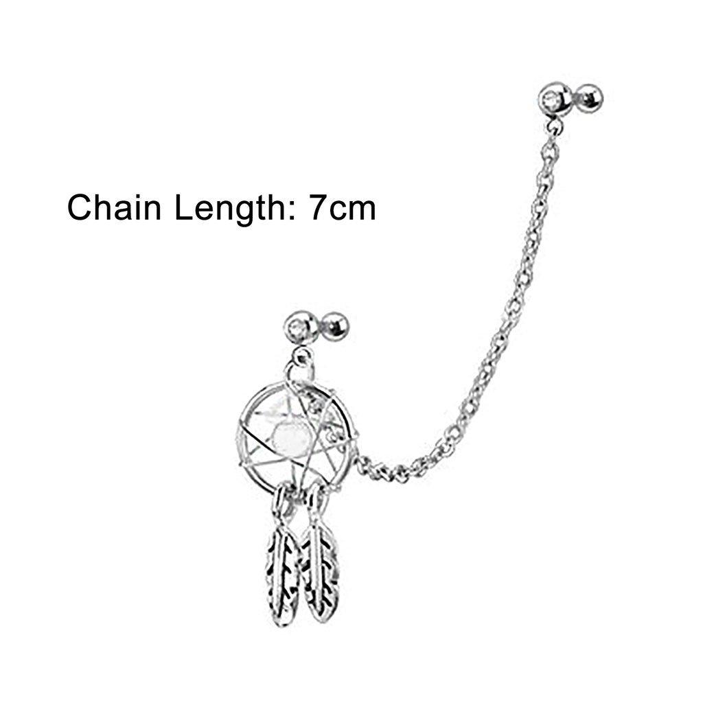 Hu Hu Hu Hu Hu Alat Bantu Pasang Kacamata♡ Anting Tusuk Gantung Desain Dream Catcherbintang Helix Tragus Untuk Wanita