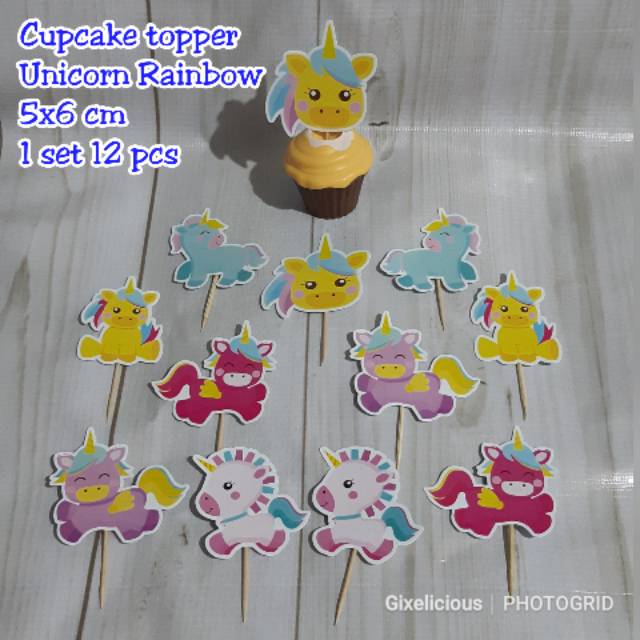 Cupcake Topper Unicorn Rainbow