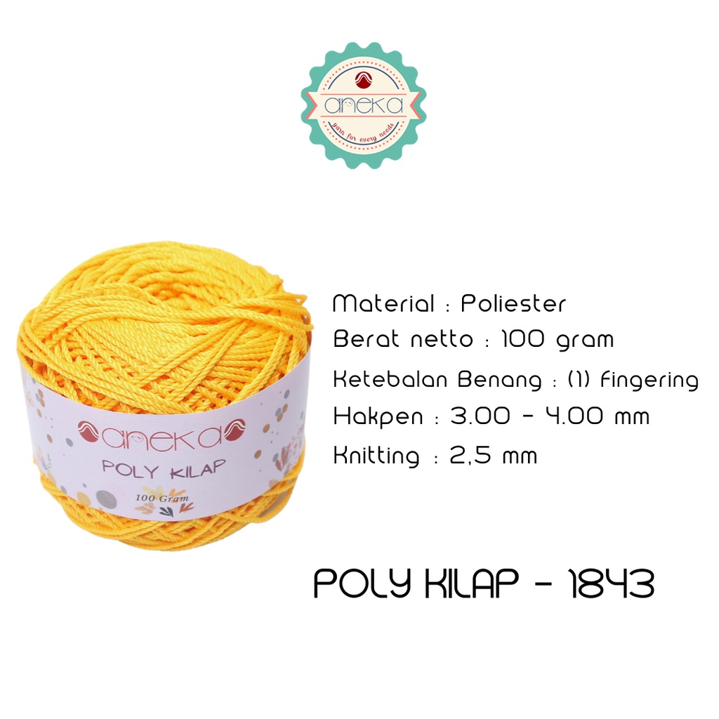 PREMIUM Benang Rajut Polyester/ Poliester / Poli Poly Kilap Warna - 1843