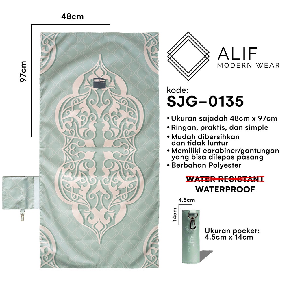 ALIF SAJADAH GENGGAM TRAVEL / SAKU / PORTABLE / WATERPROOF ( ALIF MODERN WEAR SJG-0135 )