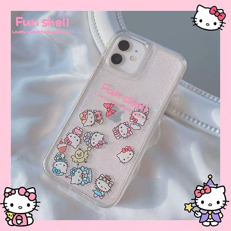 Hello Kitty Casing Air Glitter water Iphone 7 8 7+ 8+ X Xr Xs Max 11 Pro 12 Pro Max Fh25