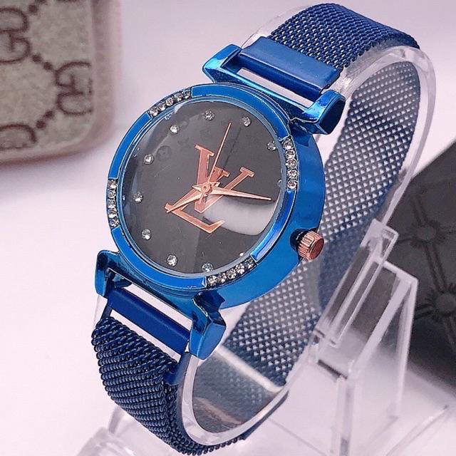 [✅COD] JAM TANGAN FASHION JAM MAGNET WANITA RANTAI JAM TANGAN MURAH CEWEK ANALOG IMPORT W62-Biru
