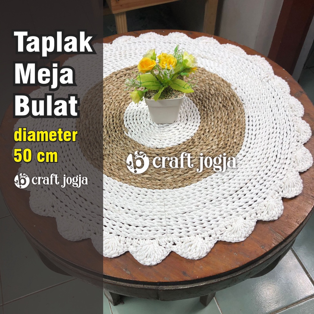 Jual Taplak Meja Bulat Diameter Cm Anyaman Seagrass Renda Macrame Kerajinan Anyaman Jogja