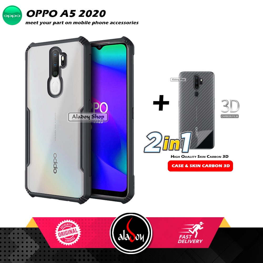 Case OPPO A5 2020 Armor Fusion Transparent Casing Free Skin Carbon 3D