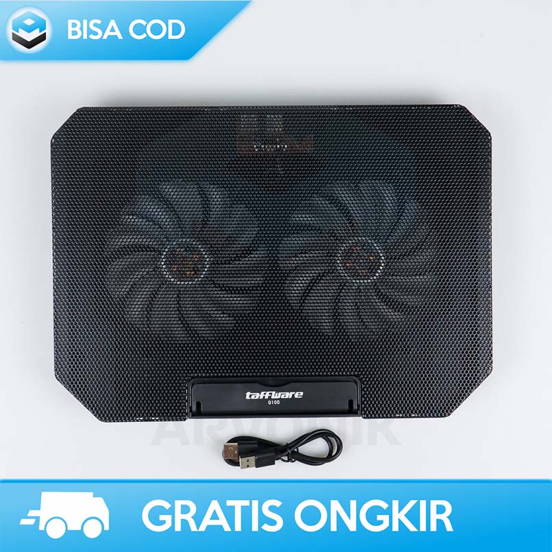 COOLING PAD LAPTOP WITH DUAL FAN BY TAFFWARE Q100 SUPER KENCANG DINGIN