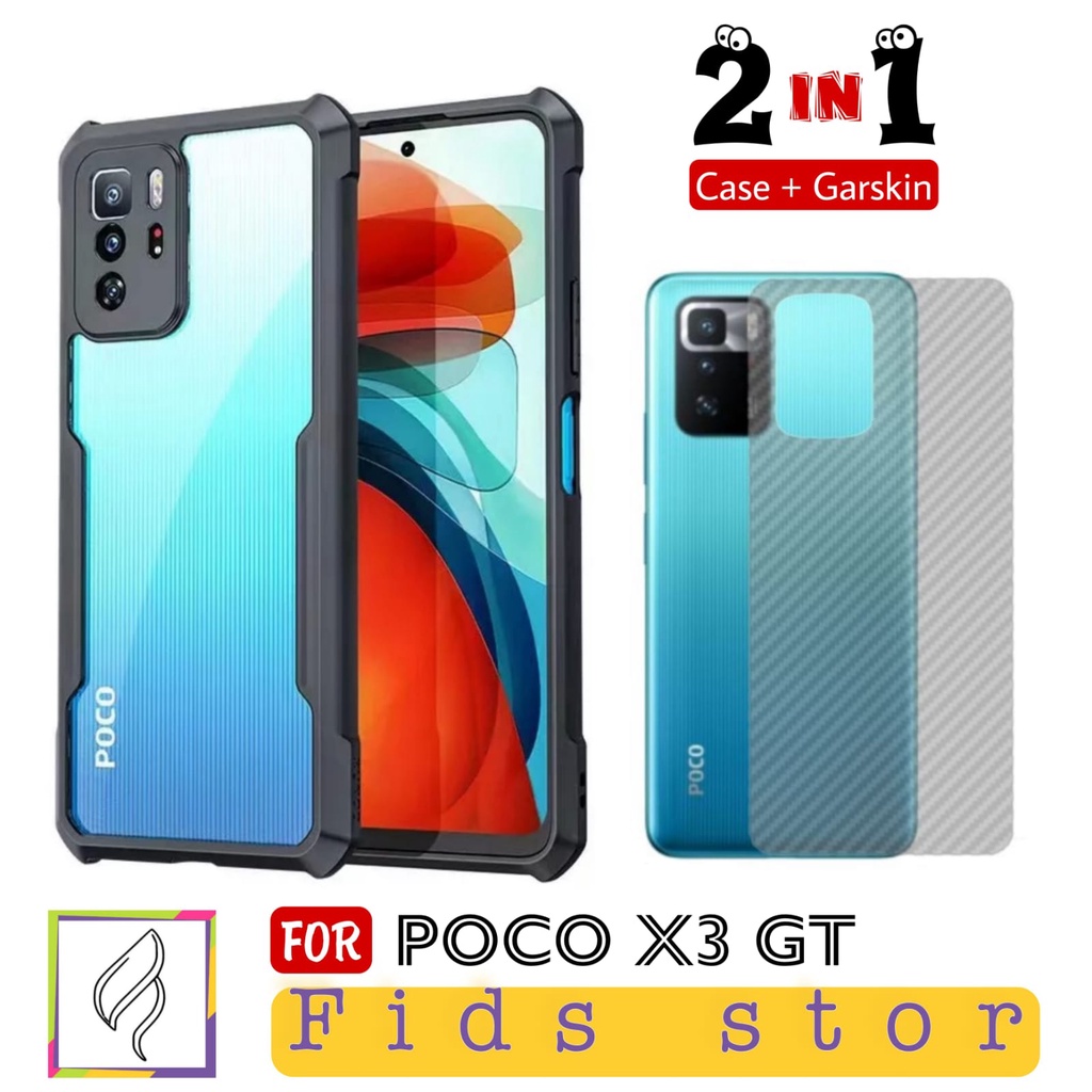 PROMO 2in1 XIAOMI POCO X3 GT CASE Fusion Xundd ShockProof Transparan Free Garskin Carbon