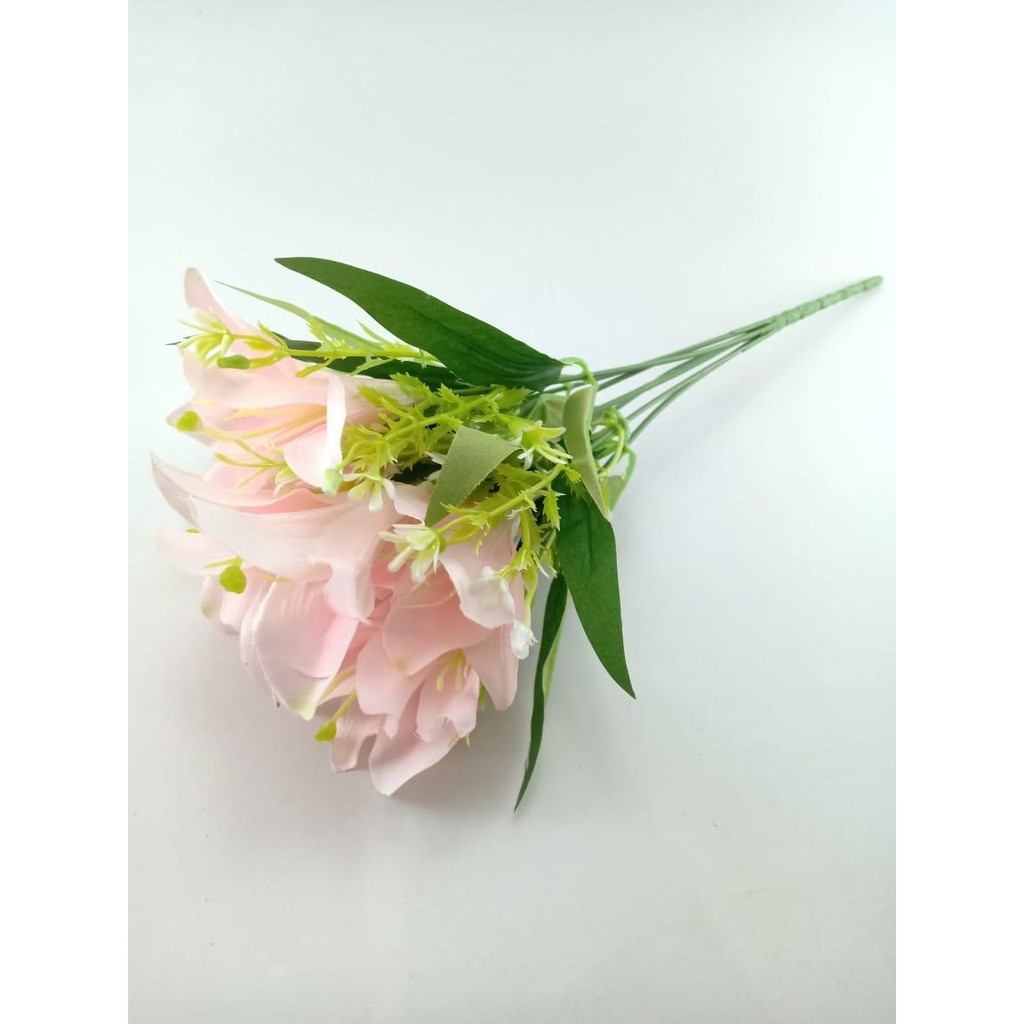 COD BUNGA LILY BUNGA TANGKAI PLASTIK BUNGA ARTIFISIAL BUNGA PAJANGAN IMITASI BUNGA HIASAN BT9041-BABY PINK