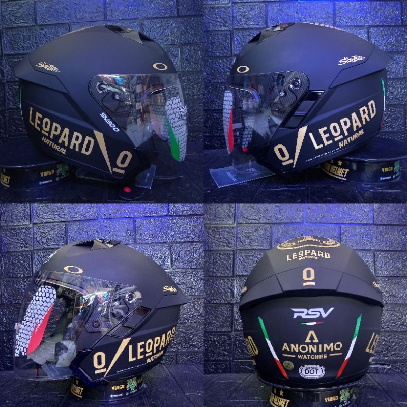 HELM HALL FACE RSV SV300 BLACK MATT PAKET GANTENG LEOPARD ORIGINAL