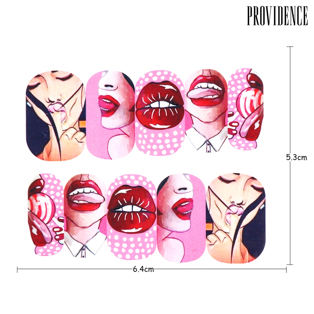 Providence 9pcs / Set Stiker Nail Art Diy Bentuk Bibir Sexy Sunfast