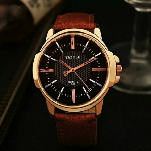 YAZOLE 358 | Top Mewah Jam Tangan Pria Bisnis QUARTZ WATERPROOF Kuarsa-Watch YZL358H-Brown
