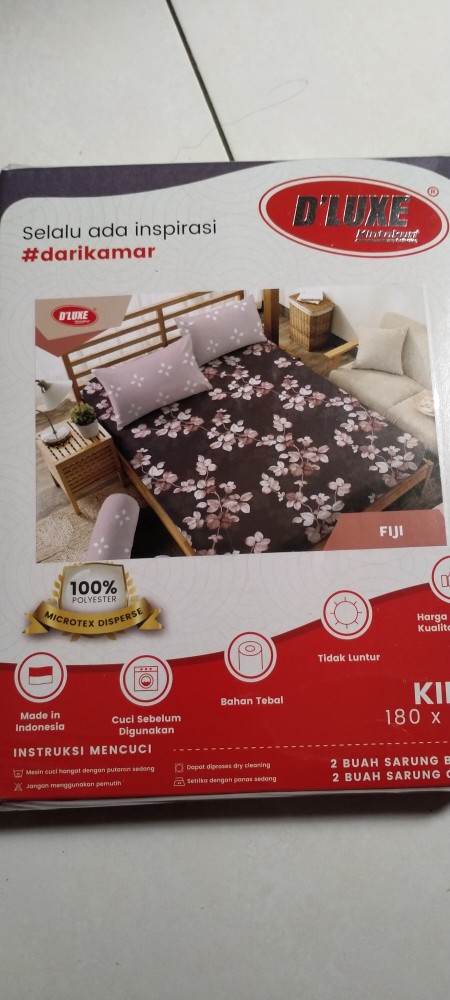 Sprei Kintakun Dluxe Uk. King (180x200)cm Dan Uk. Queen (160x200)cm Motif Bunga Artistik
