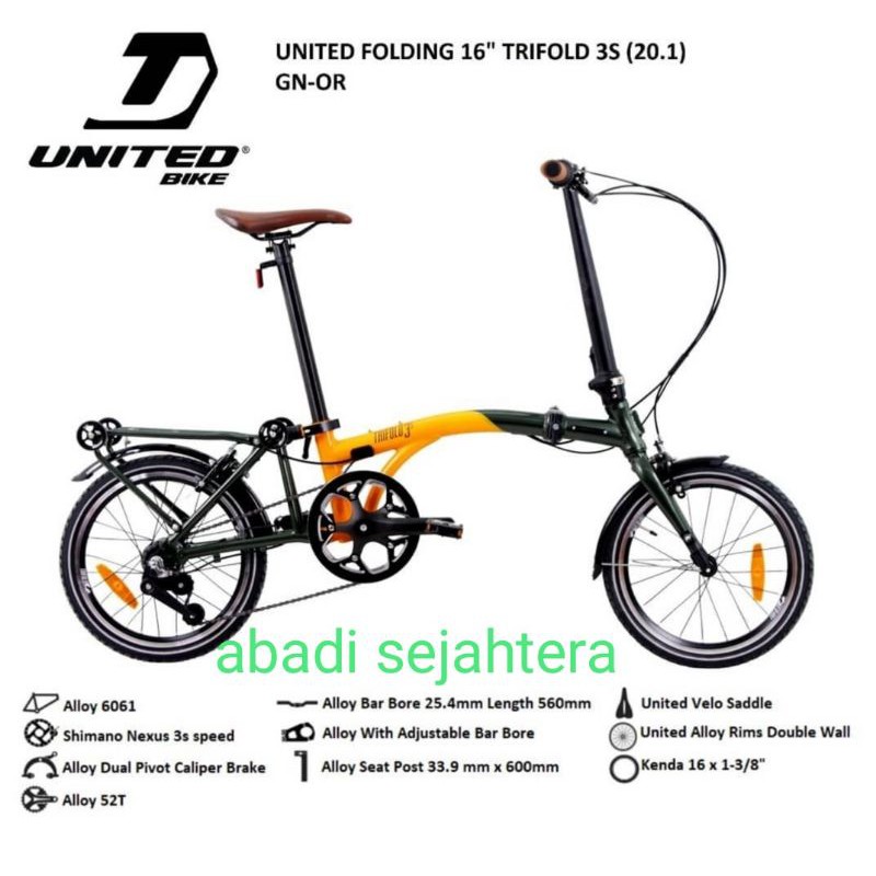 sepeda lipat united Trifold 3S