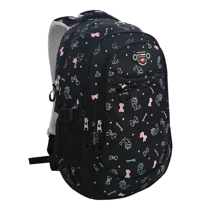 POLO POWER Import Tas Wanita Tas Ransel Laptop Tas Sekolah Ori - Black