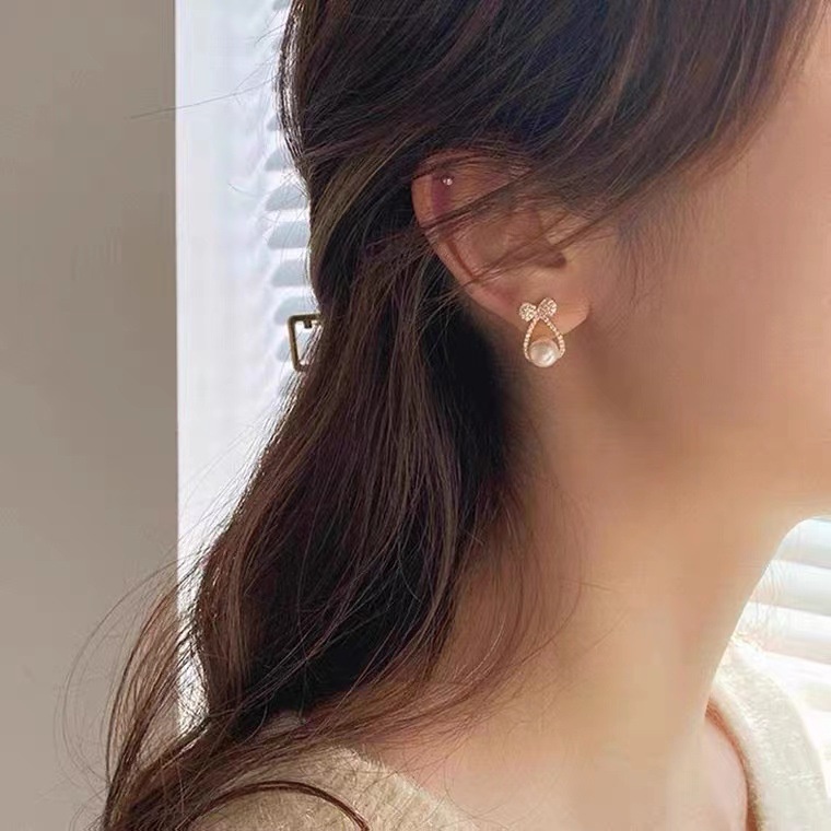 Anting Tusuk Sterling Silver 925 Gaya Korea Dengan Mutiara Untuk Wanita