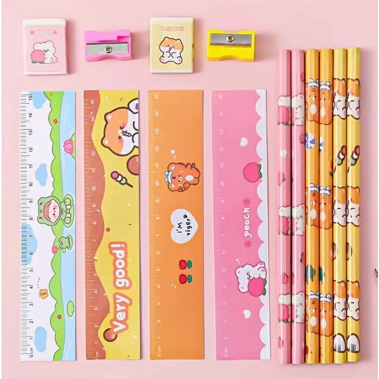 Tempat Pensil Bear Kotak Pensil SET Isi Stationery Alat Tulis Rautan