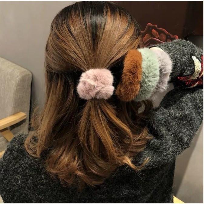 Ikat Rambut korea Ponytail Donat Pompom NJ124