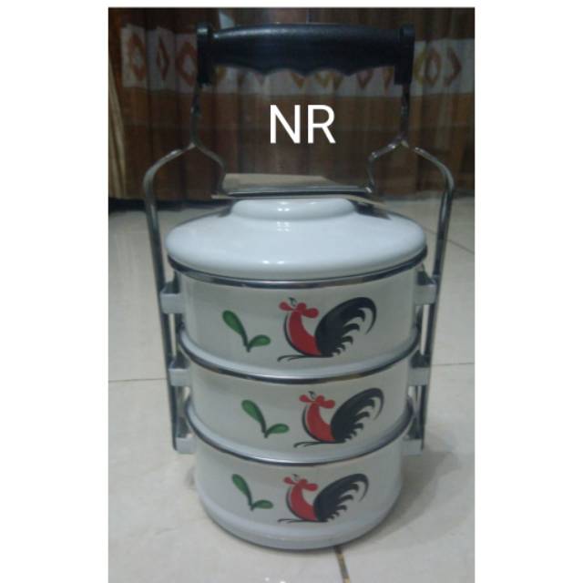 Rantang enamel susun 3 motif ayam