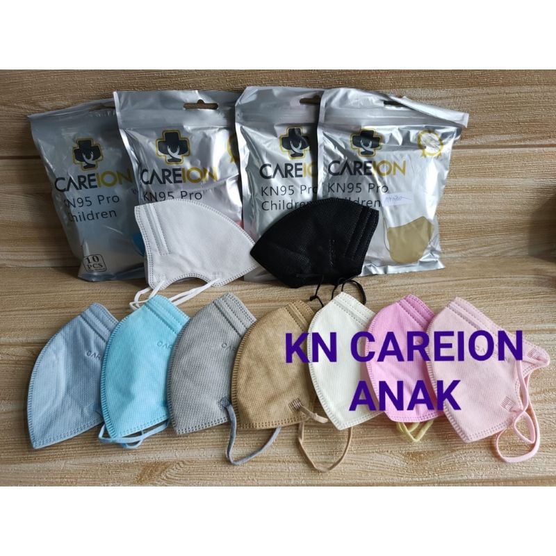 MASKER ANAK KN95 PRO HYBIRD CAREION 1PAK / DUCKBILL CAREION HYBIRD POLOS EMBOSS 5PLY 4-12 TH