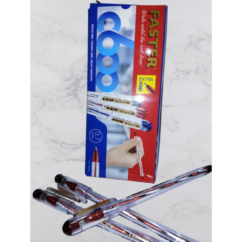

Pulpen Faster C600, 0.7mm 1 Box 12Pcs Merah
