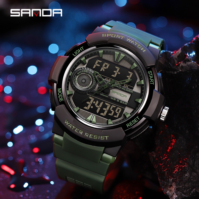 SANDA 6082 Jam Tangan Pria Digital Analog Tali Rubber Shockproof Anti Air WATCHKITE WKOS