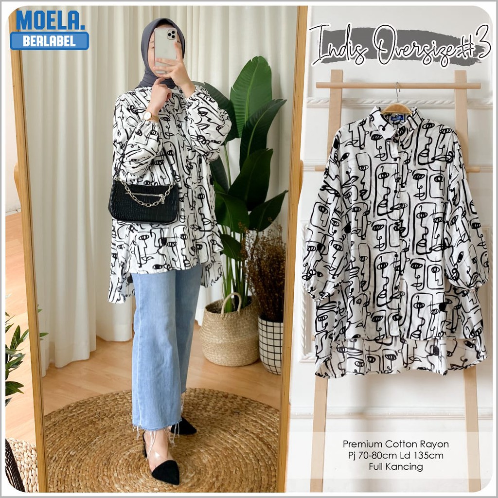 realpict INDIS oversize ori MOELA berlabel ld 140 jumbo bigsize fashion wanita NAINA shipo atasan le