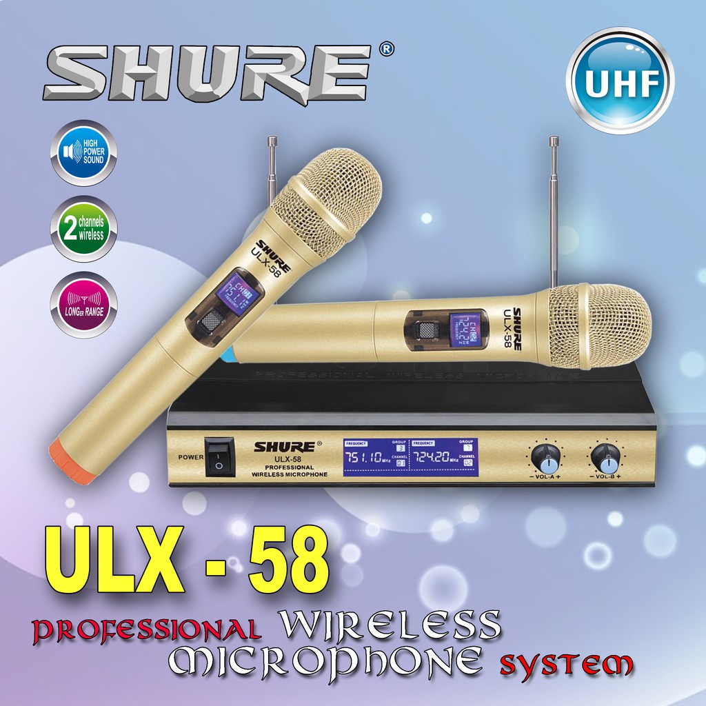 Mic Wireless Shure ULX 58  2Buah mic Handheld Digital mantap new