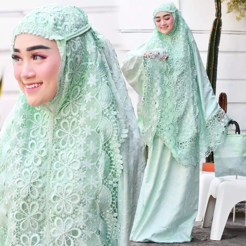 MUKENAH MUKENA MUKNA TELEKUNG RUKUH JUMBO DEWASA BORDIR SUTRA SUTERA PRADA BRUKAT MEWAH CANTIK PREMI