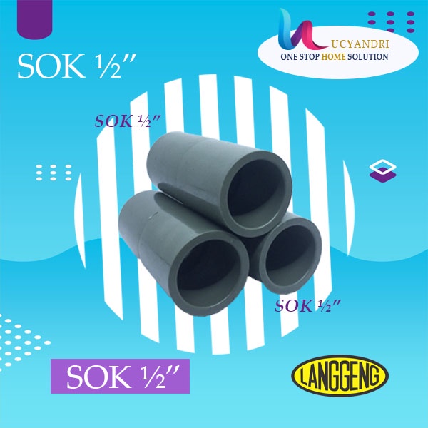 LANGGENG SOK 1/2&quot; IN AW/SOCKET PVC/SOCK/SOK LURUS SAMBUNGAN PIPA