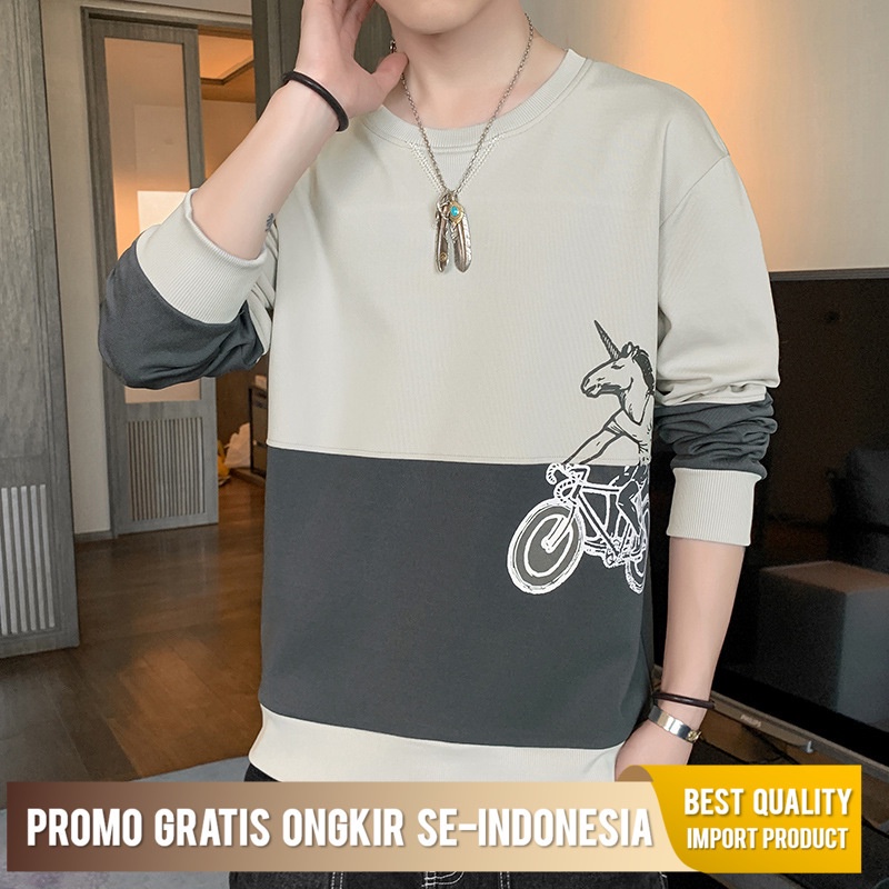 Jaket Sweater Pria Pria panjang lengan T-Shirt trend lepas dan versatile 2021 Musim semi BaruNew Bul