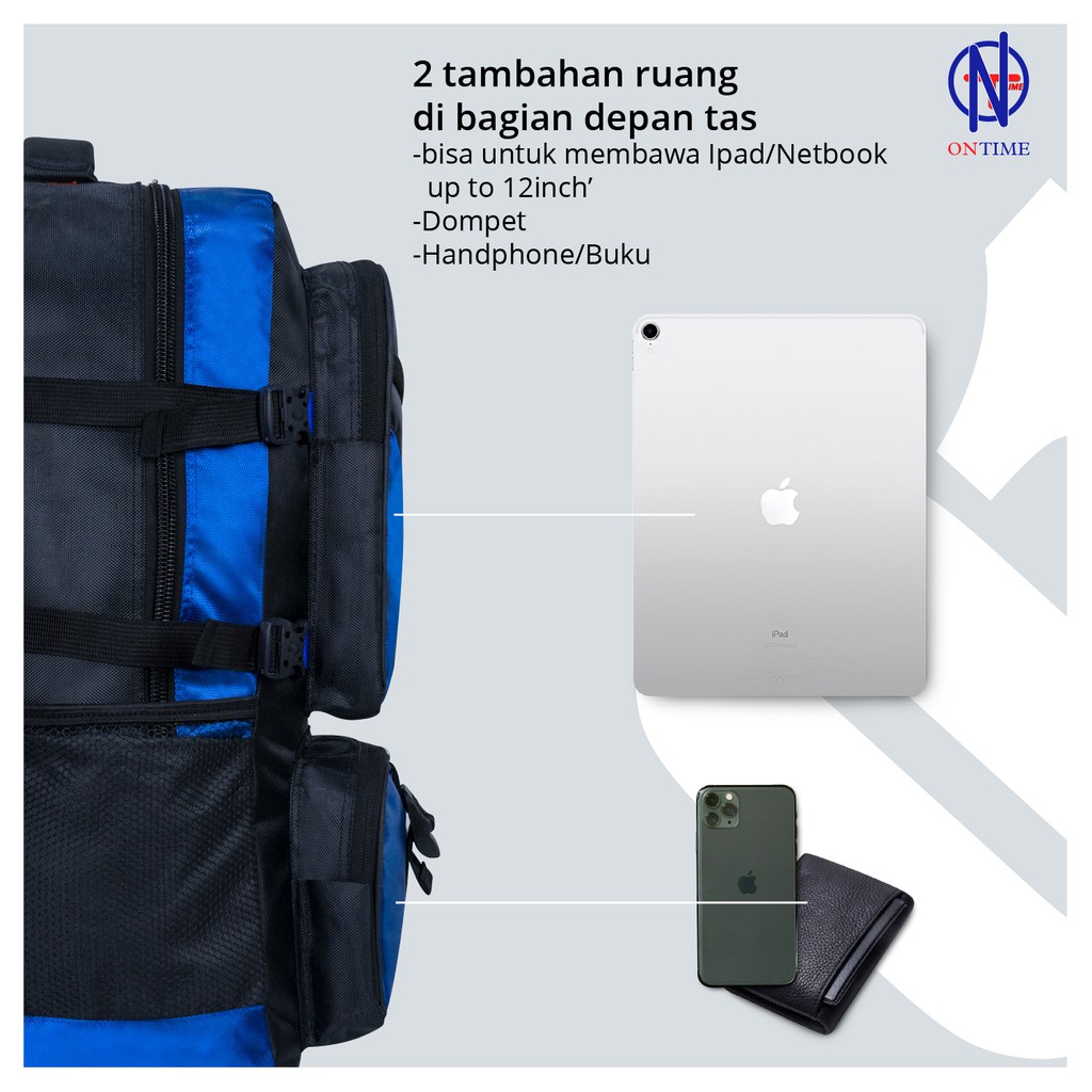 Anekatas Tas Ransel Pria Backpack Carrier Jumbo Bahan Kuat Jahitan Bartex Polyester Nylon 60 Liter