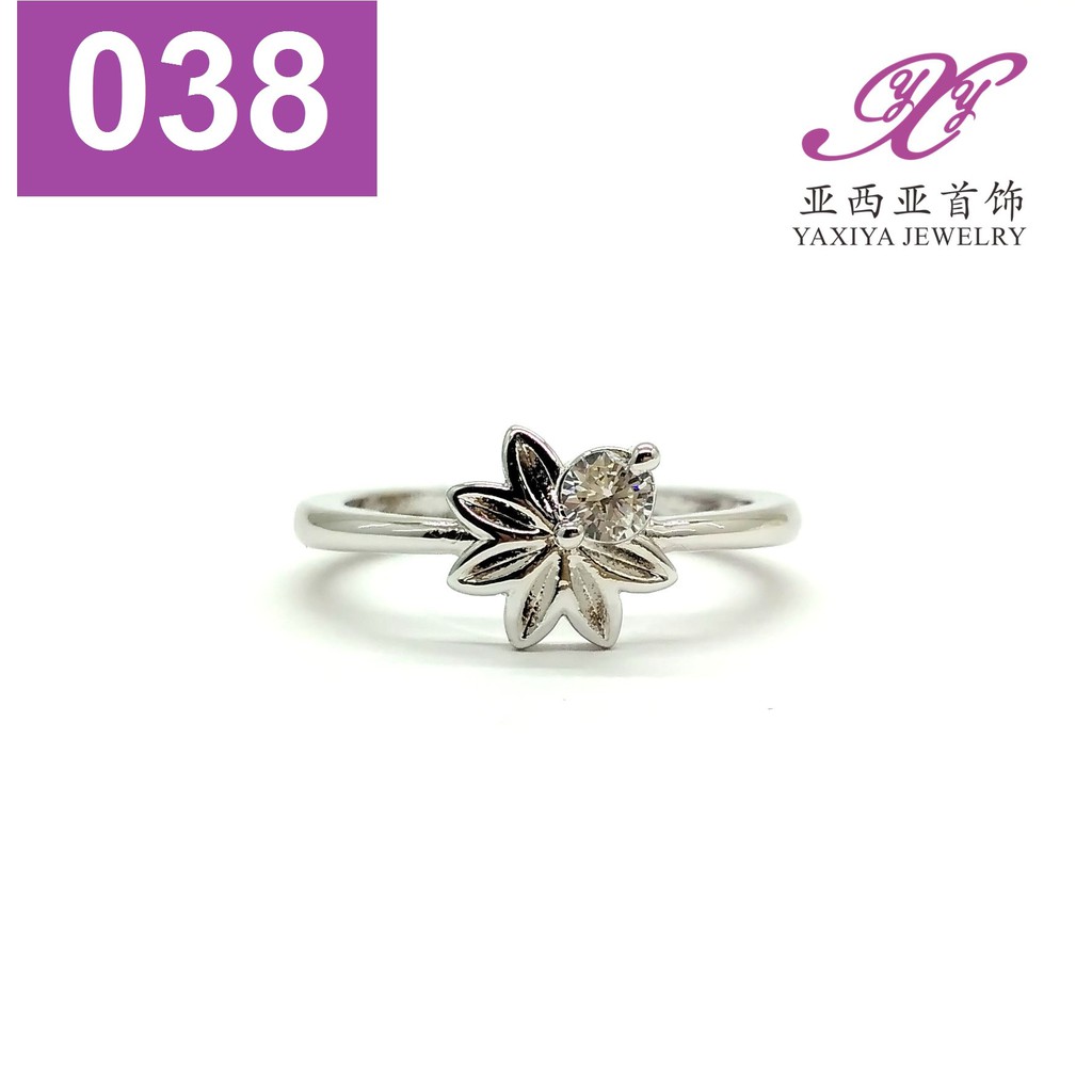Cincin Bunga Teratai Emas putih Perhiasan imitasi Yaxiya Jewelry 038