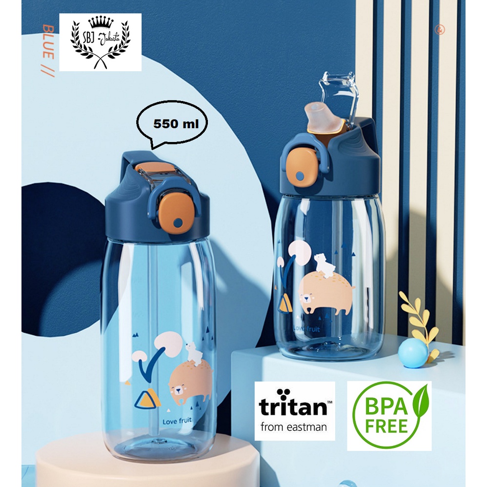 BOTOL MINUM ANAK TRITAN 100% BPA FREE LOVE FRUIT 550ml Sport Edition