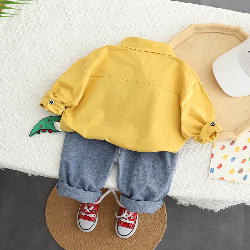 Setelan Anak FLASH Baju Anak Laki Laki Set 2in1 Kemeja 3d dan Celana Jeans Import