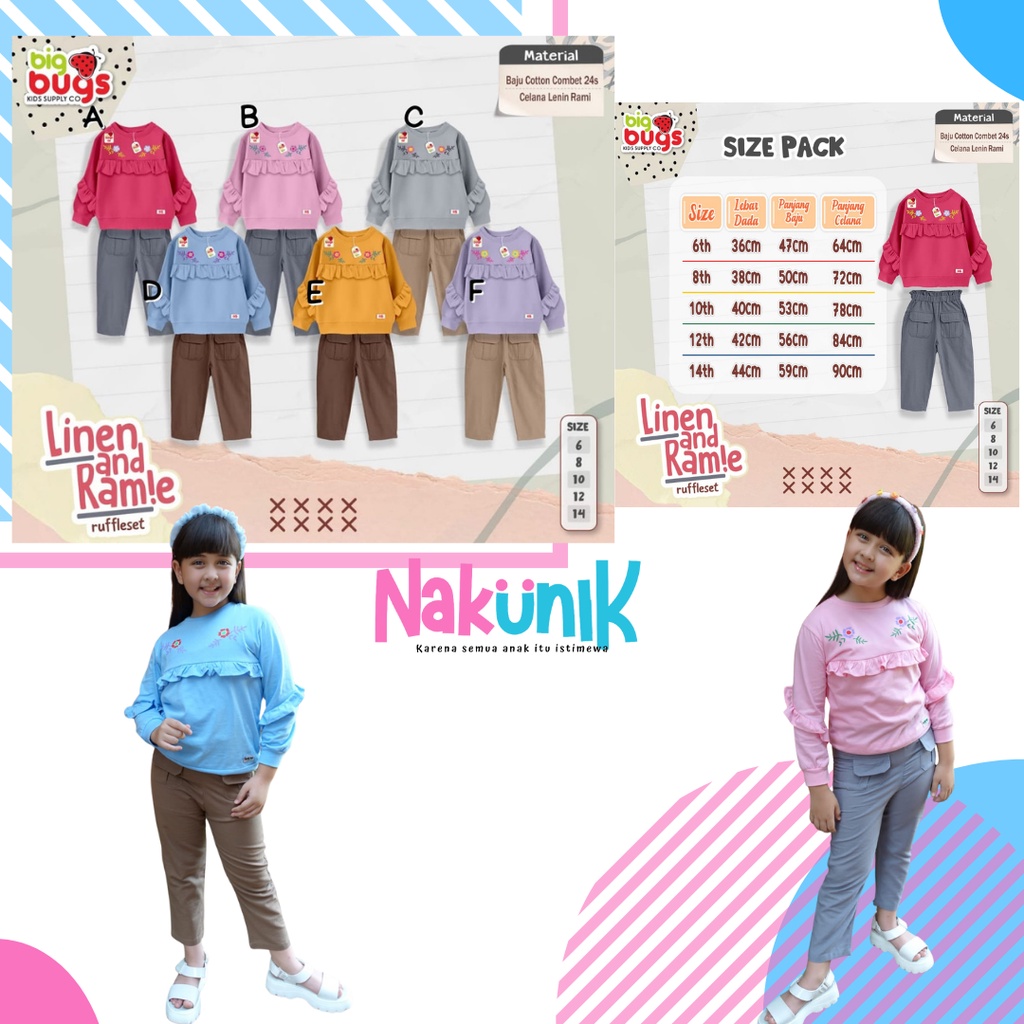 Setelan Anak Remaja Linen Ramie Big Bugs