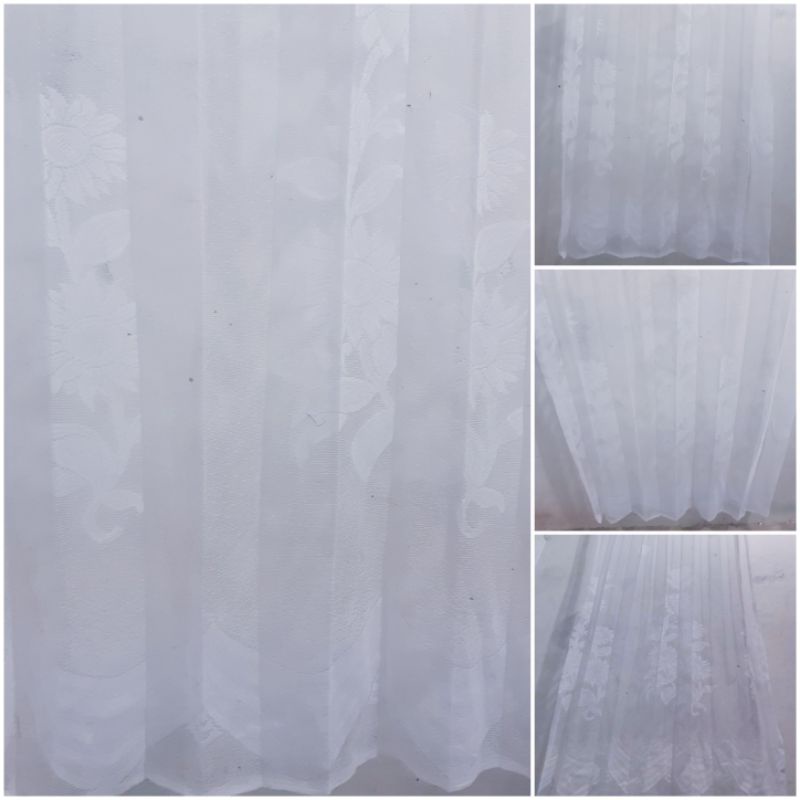 Gorden Vitrase polos putih / gorden vitras motif bunga matahari