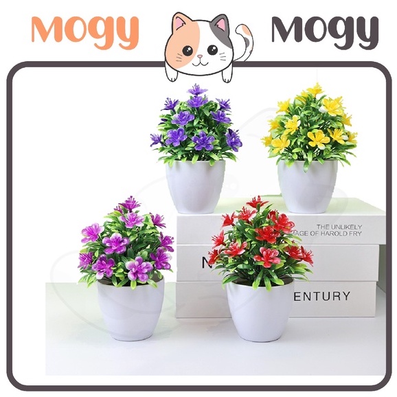 MOGYMOGY PT59 Pot Tanaman Hias Bunga Melati Plastik Ornamen Pot Bongsai Artificial Flower Decoration