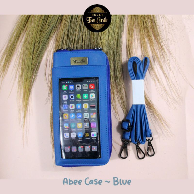 DOMPET HP SELEMPANG WANITA BLUE BERKUALITAS ORIGINAL BY ABEECASE VCODE SYNTESIS PREMIUM