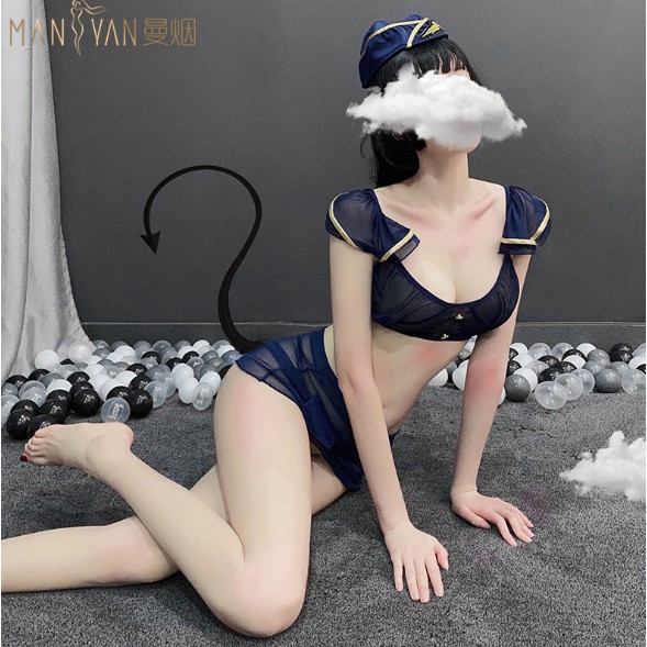 LI-03 pilot uniform pramugari polisi lingerie baju tidur wanita seksi cosplay