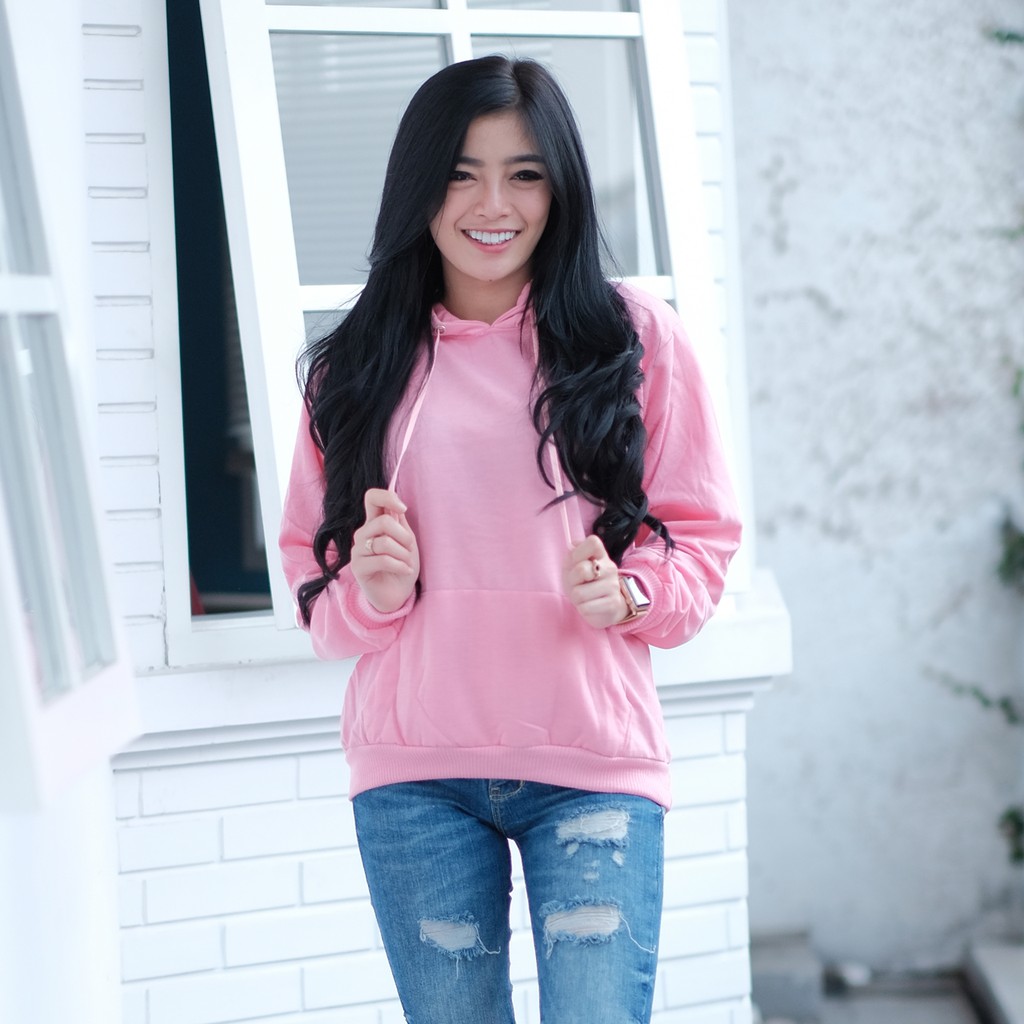 Sweater Hoodie Wanita Natural Hoodie Sweater Polos Terlaris Simpel Tangan Panjang Hangat-2
