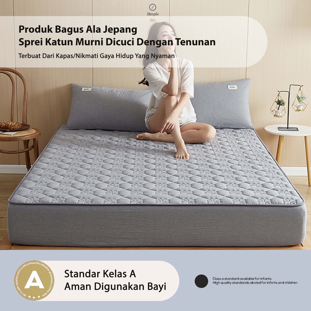 Warna polos Sprei Breathable/ Sprei Protector bermotif / Sprei anti air ukuran  120x200 160x200 180x200